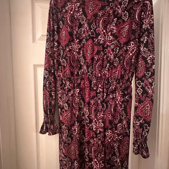 Michael Kors Red and Black Paisley Long Sleeve Dress - Picture 3 of 3